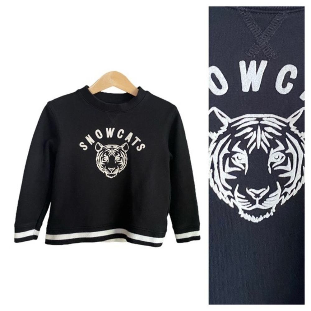 Janie and Jack Black White Winter Snowcat Crewneck Sweatshirt